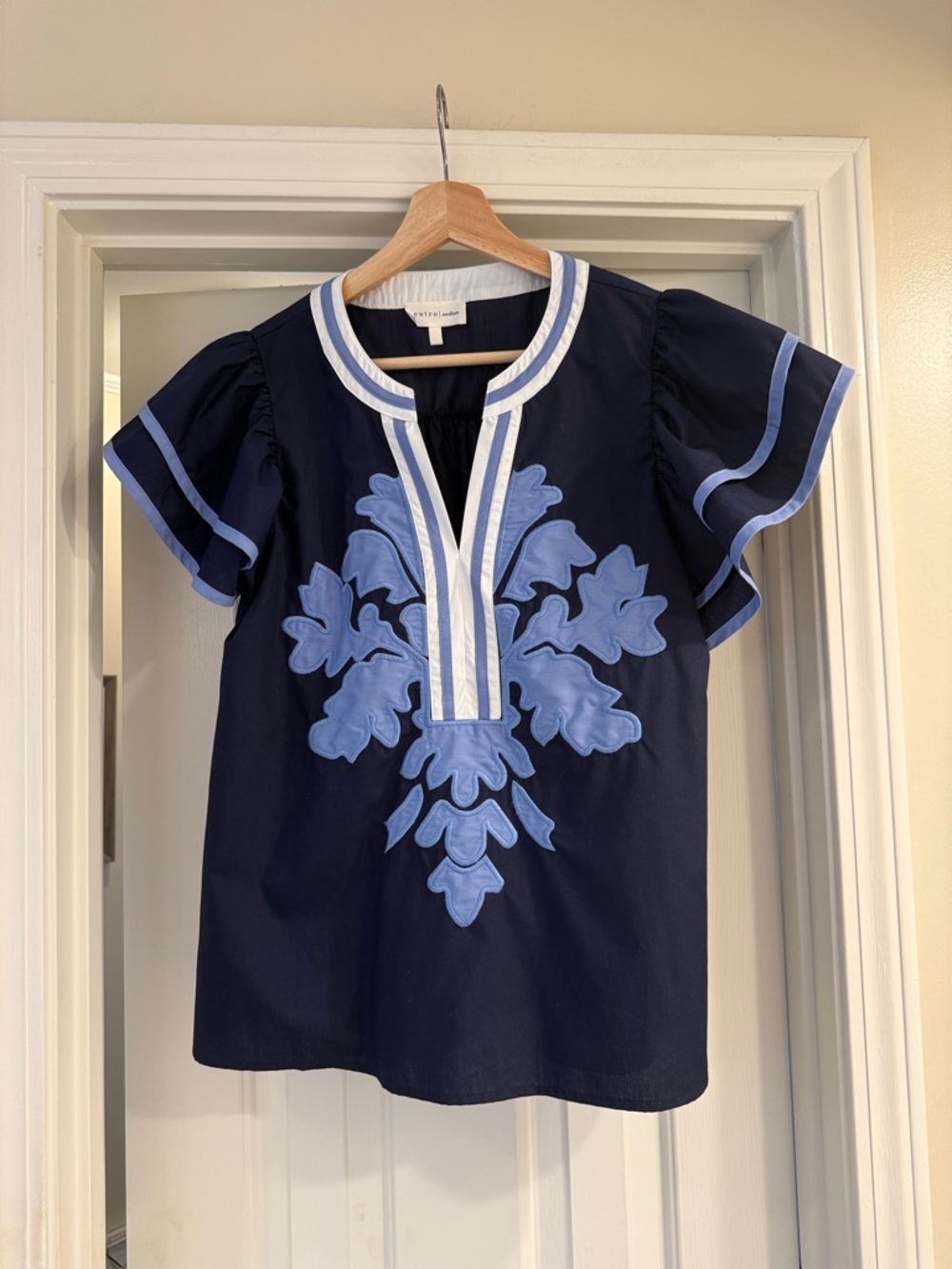 Entro Navy Tunic with Light Blue and White Trim